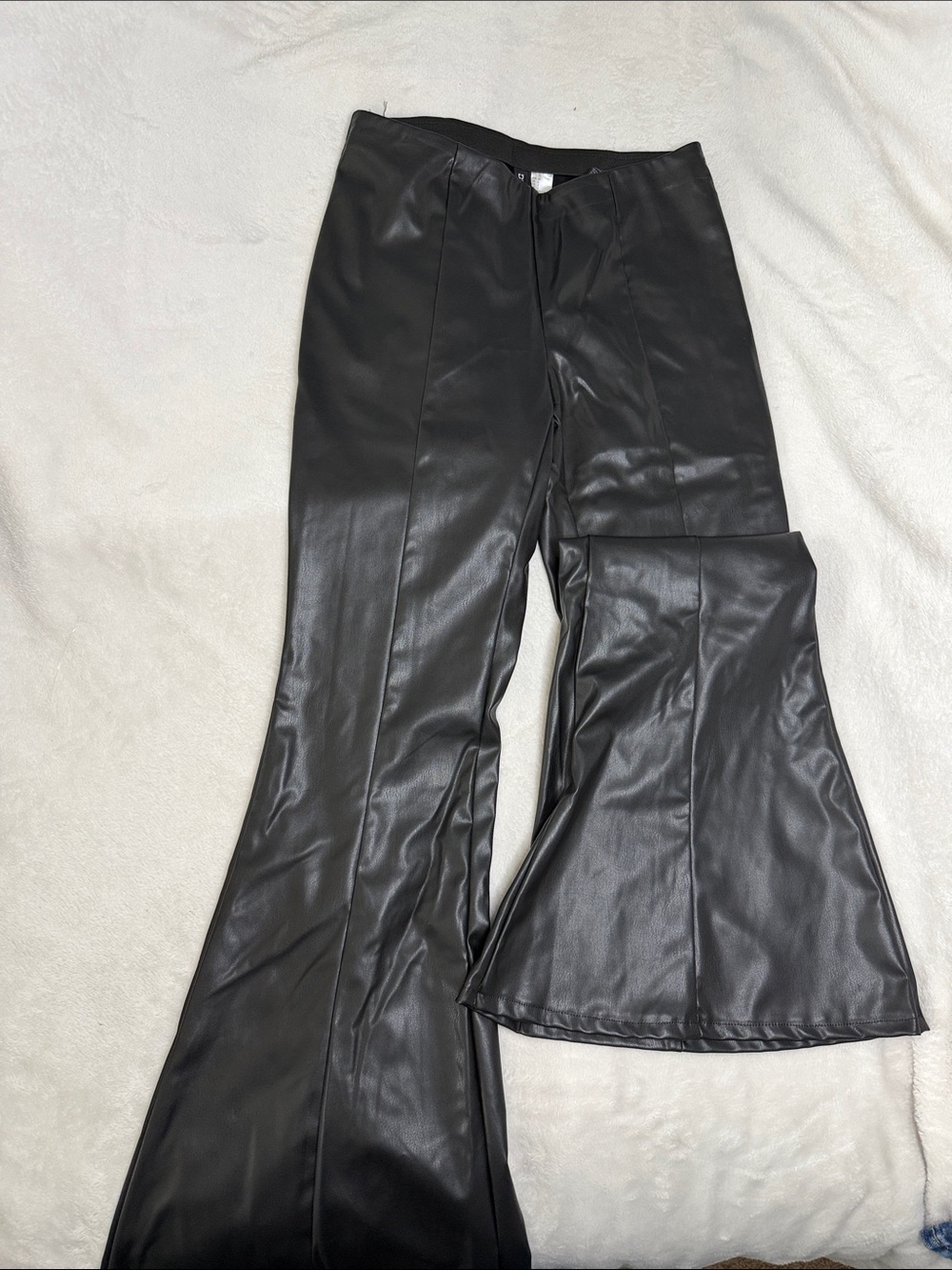 Divided Black Faux Leather Flare Pants